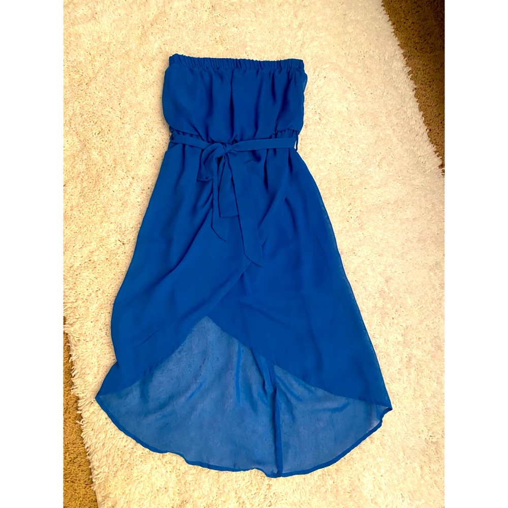 Dress blue. Strapless